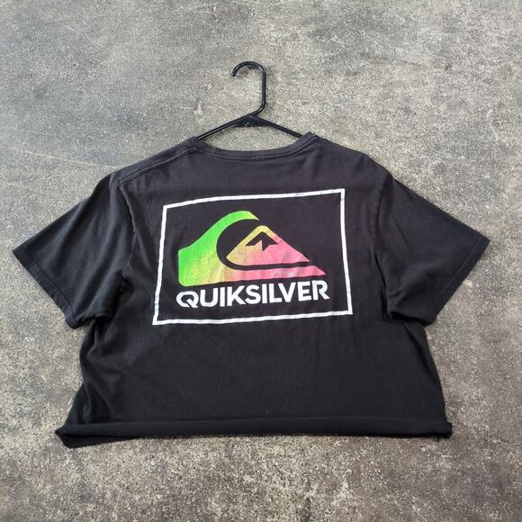 Quiksilver Crop Top Shirt Womens M Black Cropped Retro Y2K Skater - Picture 3 of 7